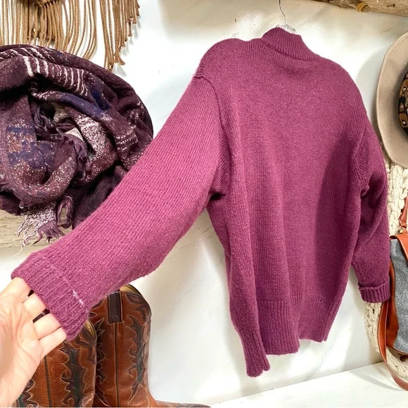 LAST Chance Purple Rare Appliqué retro vintage wool blend sweater - Picture 7 of 10